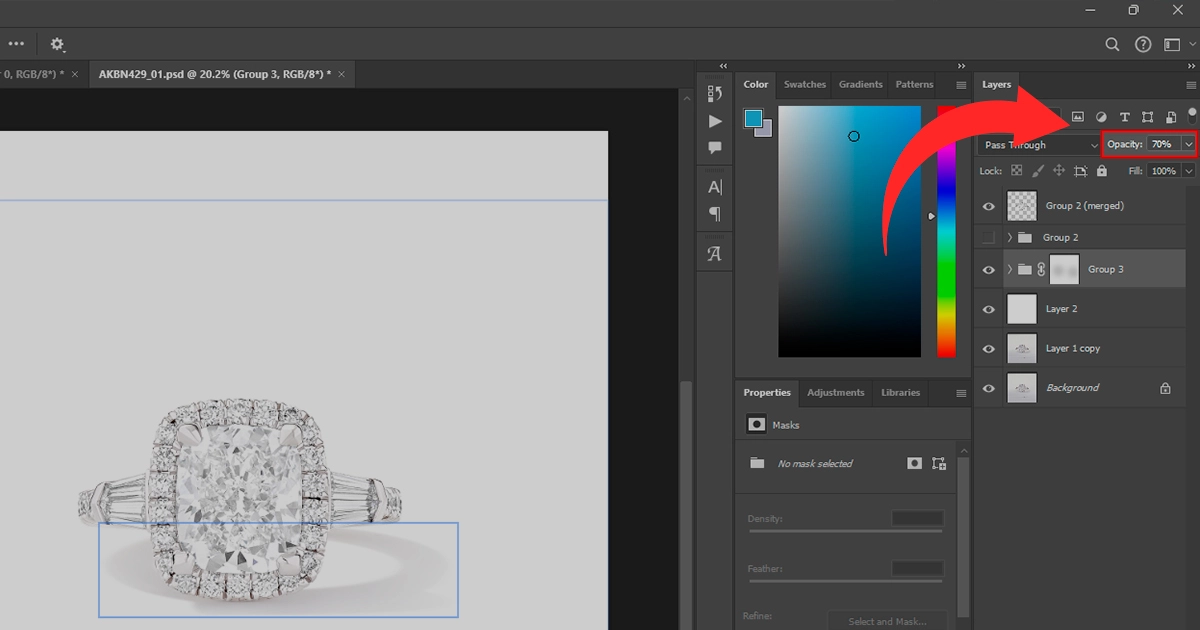 Refine Diamond Ring Reflection. 