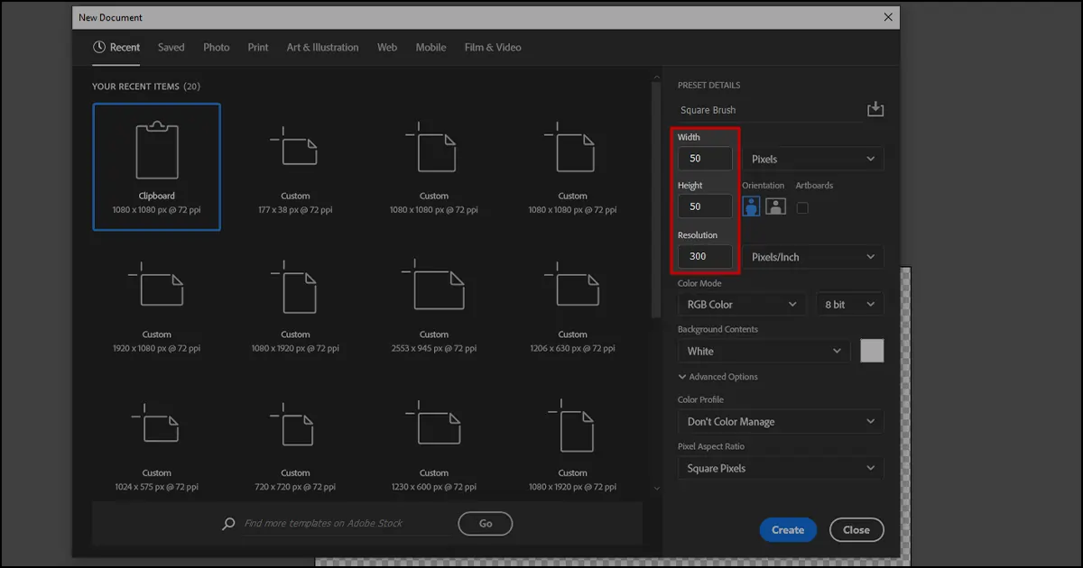 Square brush in photoshop (Step-1) 